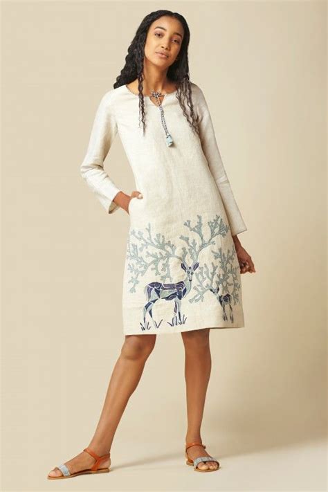 Hand Embroidered Linen Shift Dress With Images Linen Shift Dress