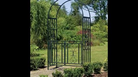 Garden arch with gate and fence. Metal Garden Arch With Gate - YouTube