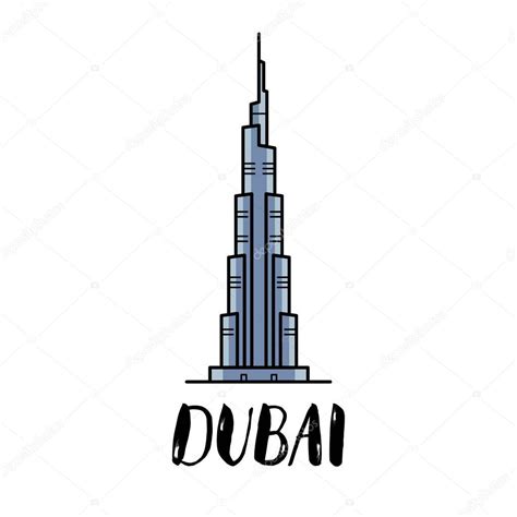 Vector dubai burj khalifa Ilustración plana Dubai Burj Khalifa con