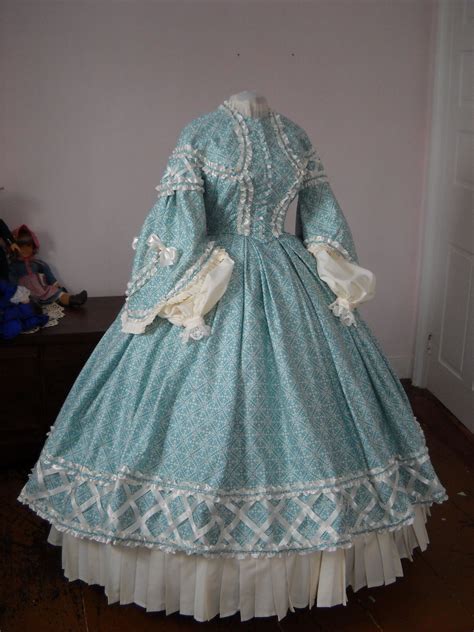 Custom Authentic Civil War Era Victorian 1860s 19th Century Day Dress And Ball Gown By