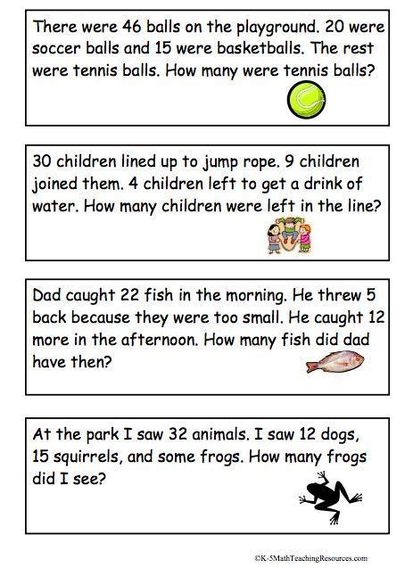 Printable Second Grade Math Word Problem Worksheets Free Printable Math Problems For 2nd