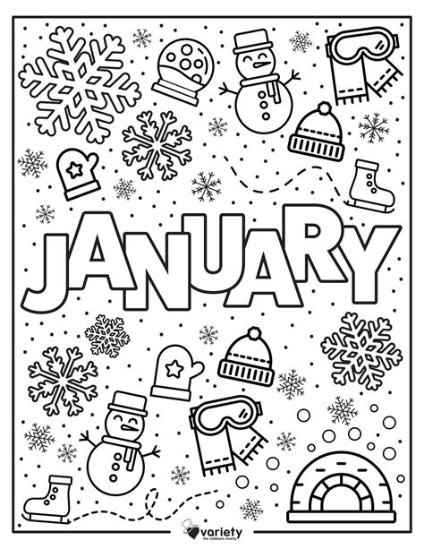 January Coloring Page By Variety The Childrens Charity Of St Louis