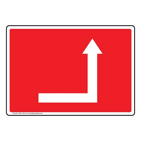 Directional Sign 90 Degree Right Directional Arrow White On Red