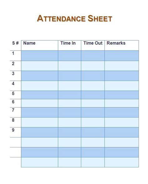 Employee Daily Attendance Sheet Attendance Sheet Template Attendance