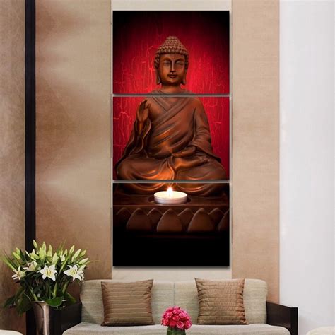 Pieces Golden Buddha Wall Art Print Painting Buddhism Picture Print On