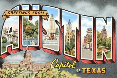 Convenient meet & greet tool. Greetings from Austin, Capitol of Texas Giclee Print by ...