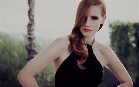 Green Eyes Actress Redhead Women Jessica Chastain Trees Black