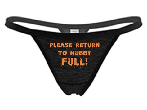 Please Return To Hubby Full Black Thong Choose Your Text Color Customized Panties Sexy Underwear