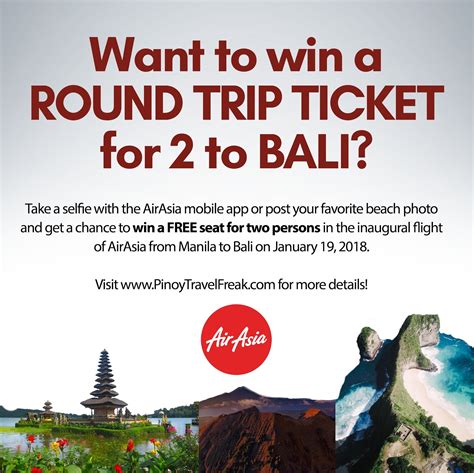 Get best deals, lowest airfare ticket booking from india to log onto makemytrip.com and book online tickets to denpasar bali and fly to this land where the ancient world resides in harmony with modernized world. Pinoy Travel Freak: Travel Giveaway: Win a Round Trip ...