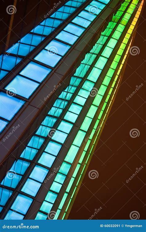 Changing Color Lights Of A Modern Building Stock Image Image Of