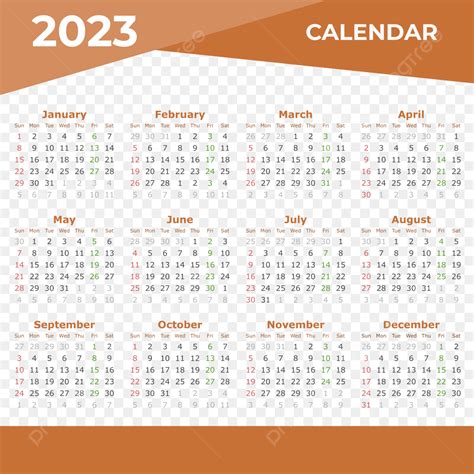 2023 Twelve Months Calendar Vector Clipart 2023 Calendar Calendar