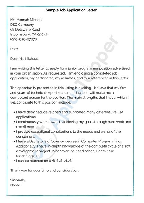 application letter samples format examples    write
