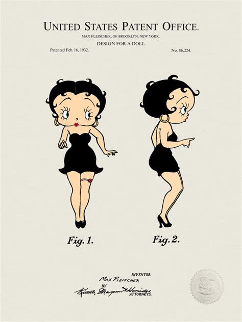 Betty Boop And Bimbo Dolls 1932 Patent Print Set