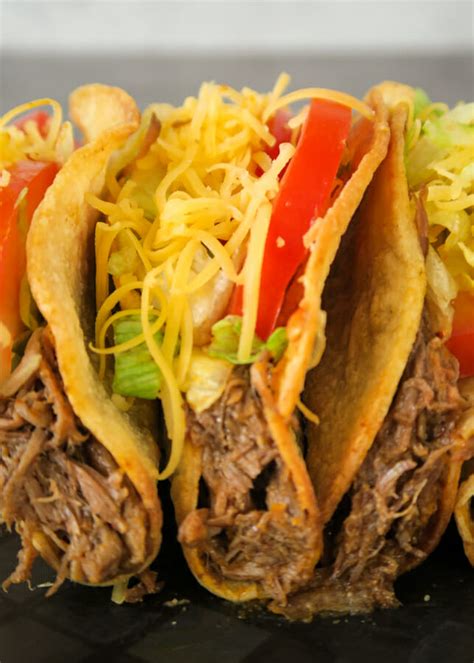 Crispy Shredded Beef Tacos With Baked Taco Shells Thats Deelicious