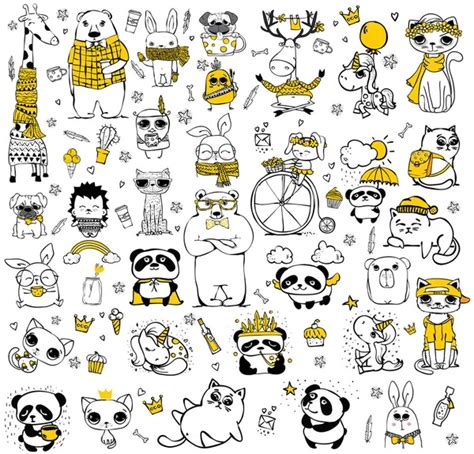 Doodle Animals Collection Stock Vector Image By ©virinaflora 169594692