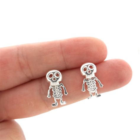 Skeleton Moveable Sterling Silver Earrings Skeleton Earrings Etsy