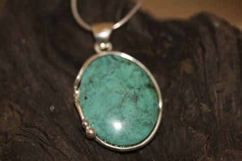 Amazing Turquoise Pendant Fitted In Sterling Silver Setting Turquoise