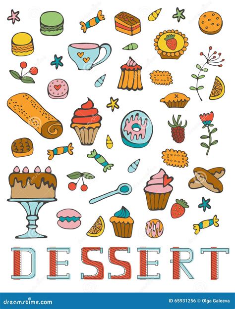 Colorful Collection Of Sweet Desserts Stock Vector Illustration Of