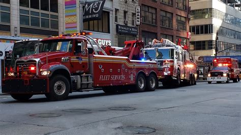 Fdny Fleet Services Wrecker And Emergency Crew Towing Fdny Ladder 11 On