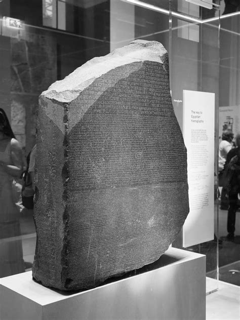 Rosetta Stone At British Museum In London Black And White Editorial