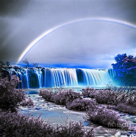 Rainbow Over The Waterfall Mixed Media By Celestial Images