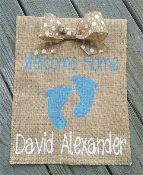 Welcome Home Baby Announcement Flag With Name And Date Personalized