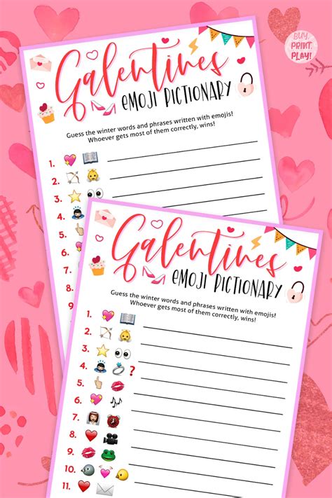 Galentines Day Emoji Pictionary Valentines Party Games Ladies Night