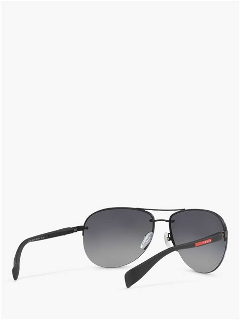 Prada 56ms Men S Aviator Sunglasses Black Rubber At John Lewis And Partners