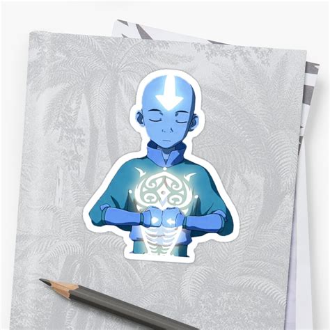 Aangs Avatar State With Raava Sticker By Grinalass Redbubble