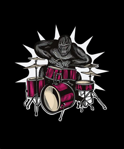 Gorilla Playing Drums Digital Art By Lisa Obrien Pixels
