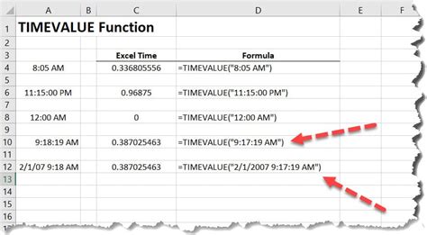 How To Use The Timevalue Function In Excel