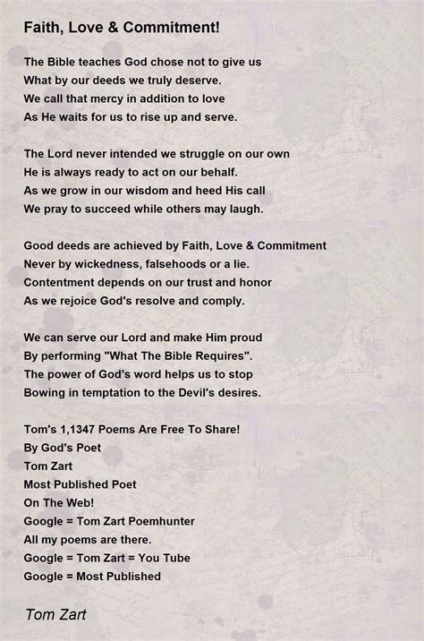Faith Love And Commitment By Tom Zart Faith Love And Commitment Poem
