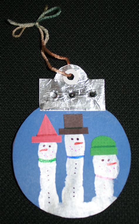 Snowmen Fingerprint Ornaments Free Christmas Crafts Classroom