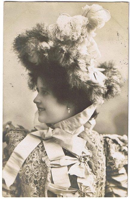 vintage woman postcard posted 1906 woman with big hat of fur and feathers vintage ladies