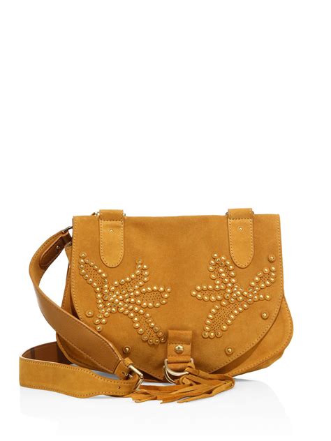 See By Chloé Collins Studded Suede Messenger Bag In Brown Lyst
