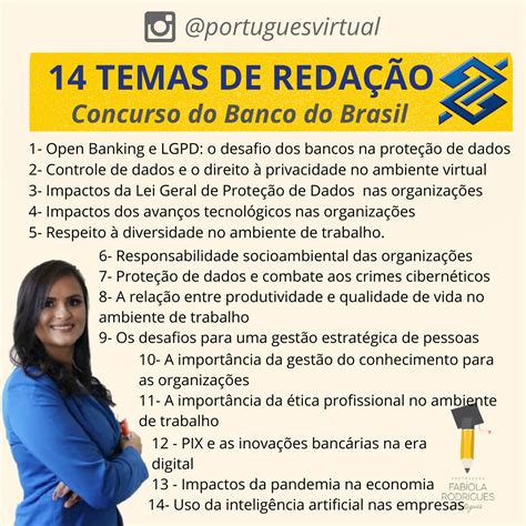 14 Temas De Redação Concurso Do Banco Do Brasil Concurso Banco Do