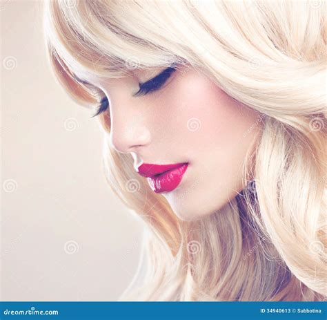 Beautiful Blond Girl Stock Image Image Of Colour Hairstyling 34940613