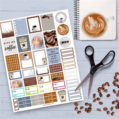 Free Printable Coffee Planner Stickers Carrie Elle