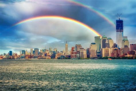 Rainbow Over Manhattan Stock Photo Image Of Architecture 183204626