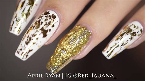 White Nails with Gold Foil And Jewerly | Red Iguana ... I hope you have learned.