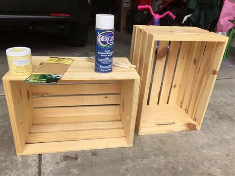 Paint entire shelf with wood accelerator. Fun & Functional DIY Wooden Crate Bookcase