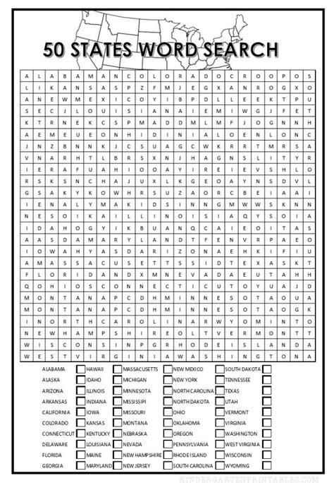 50 States Word Search