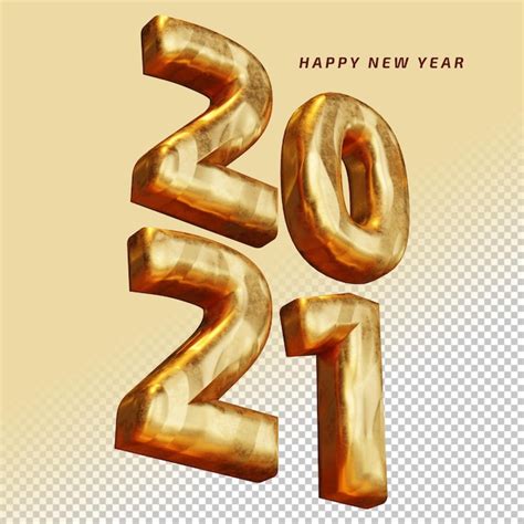 Premium Psd Happy New Year 2021 Golden Bold Number High Quality 3d