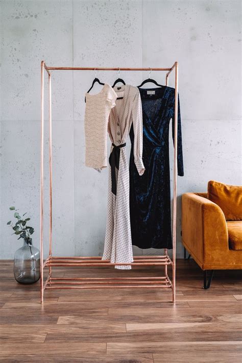 Rose Gold Copper Clothing Rail With Shoe Rack Garment Rack Etsy