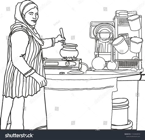 Indian Women Cooking Food Stock Vector Royalty Free 1153402870