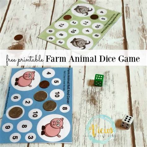 Farm Animal Printable Dice Games A Roll Count And Cover Math Game