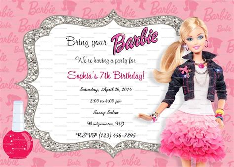 Items Similar To Custom Barbie Fashionista Birthday Invitation 5x7 Digital File ~ U Print On Etsy