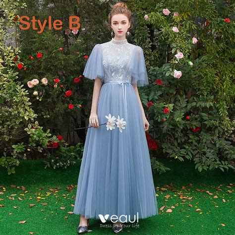 Chic Beautiful Discount Sky Blue Bridesmaid Dresses 2019 A Line