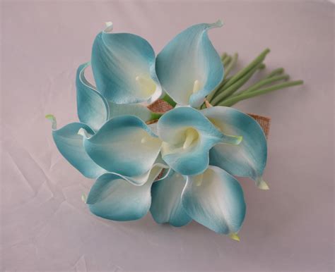 Picasso Oasis Teal Edge Calla Lilies Real Touch Flowers Diy Etsy