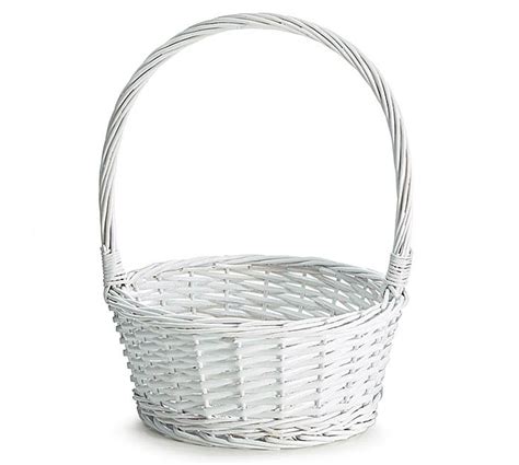 White Wicker Basket With Handle